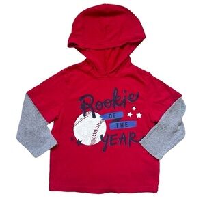 Jumping Beans 2T Boys Red Hooded baseball  long sleeve shirt